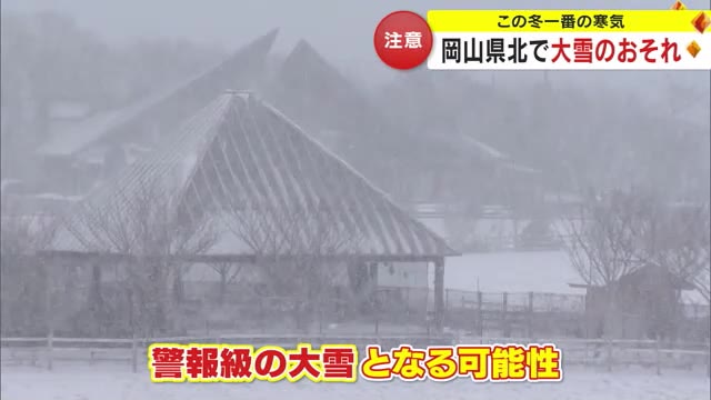 【積雪・交通障害に注意】真庭市では横殴りの雪…岡山県北部で２４日にかけて大雪の見込み