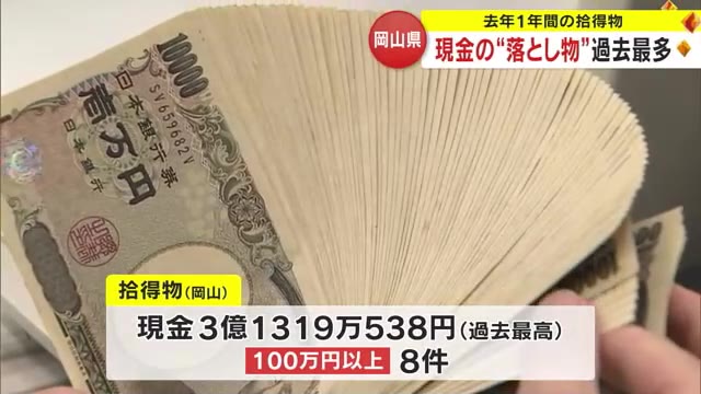 解体現場から「５３８万円」　県警が１年間に受け付けた“現金の拾得物”が過去最高に【岡山】