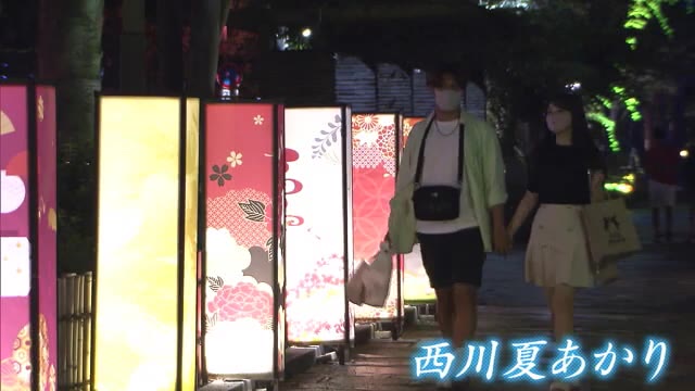西川緑道公園＝和・桃太郎大通り＝タケ装飾　岡山市中心部をライトアップ　８月３１日まで【岡山・岡山市】