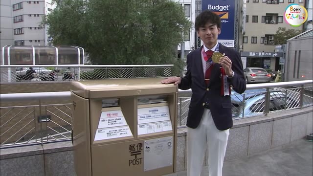 四国初 輝く“金色“ポスト フェンシング五輪”金“宇山選手の活躍たたえ高松駅前に設置【香川・高松市】