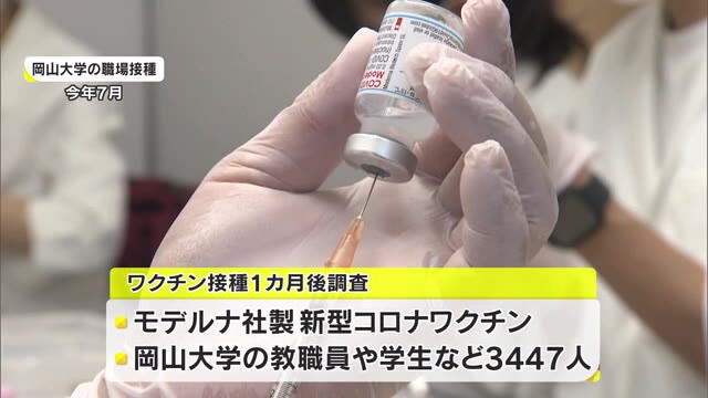 ８７．２％が「モデルナ社製ワクチン接種」に満足と回答　岡山大学の追跡調査結果まとまる【岡山・岡山市】
