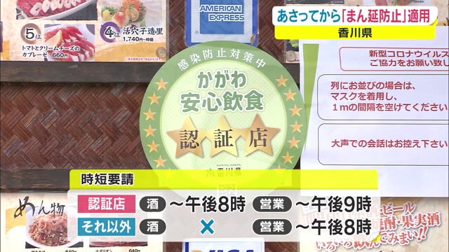 香川県に「まん延防止」適用　認証店は酒の提供可能　営業は午後９時まで　２１日から【香川】