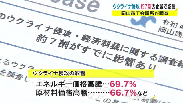 ウクライナ侵攻　約７割の企業に影響　原材料などの仕入れ価格“過去最悪”の数値に【岡山】