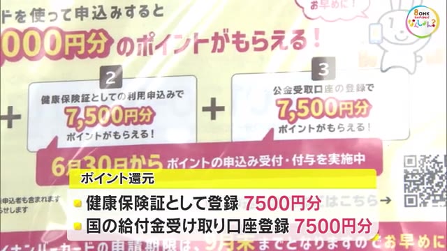 最大１万５千円分「マイナポイント」還元　カード取得を呼び掛け　９月末が申請期限【岡山】