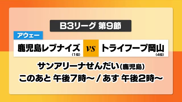 連勝中のトライフープ　アウェーで首位・鹿児島と２連戦！　バスケットB３リーグ【岡山】