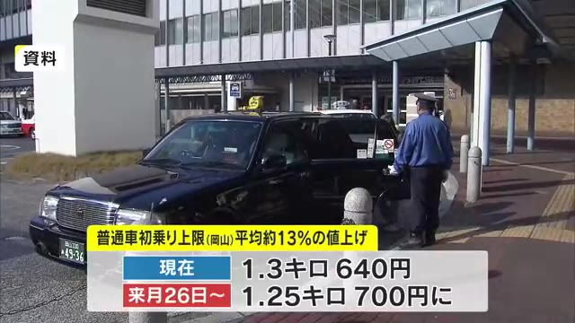 岡山県のタクシー運賃値上げへ…中国運輸局が公示　初乗り上限７００円に【岡山】