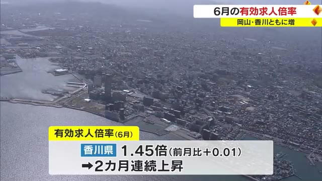 香川県の６月の有効求人倍率まとまる　前月上回る１．４５倍　複合サービス事業や採石業で増加【香川】